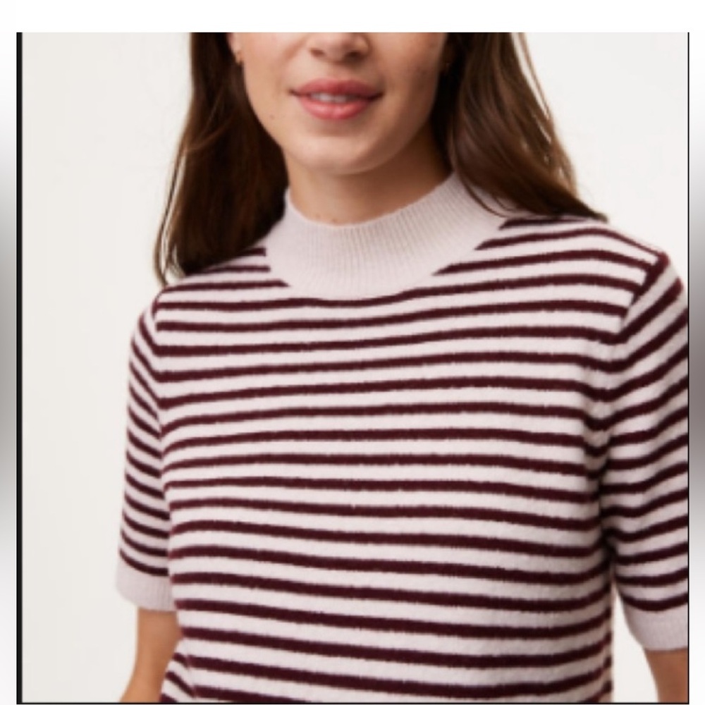 Ann Taylor Loft Striped Sweater Burgundy and Blush Size S